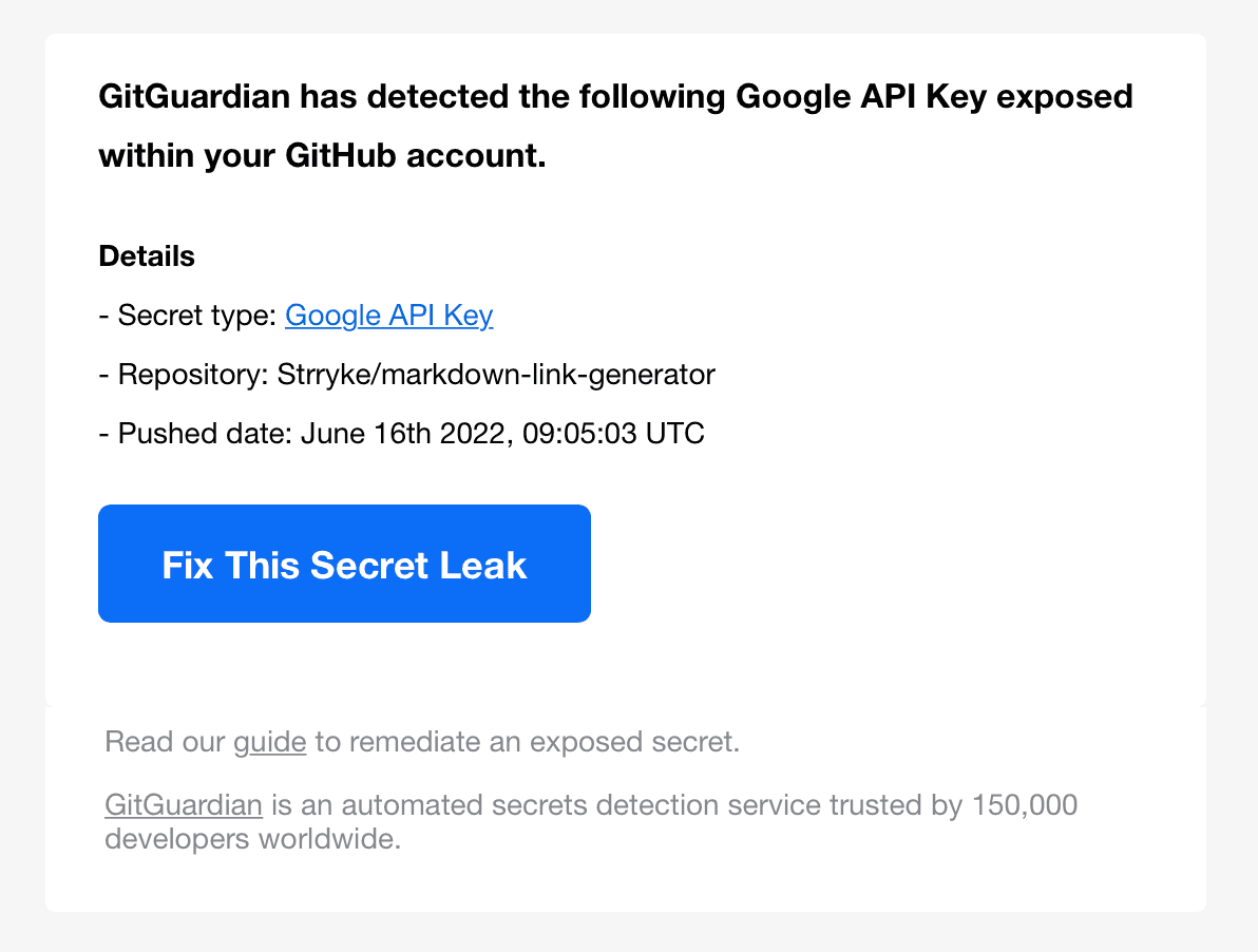 email from GitGuardian